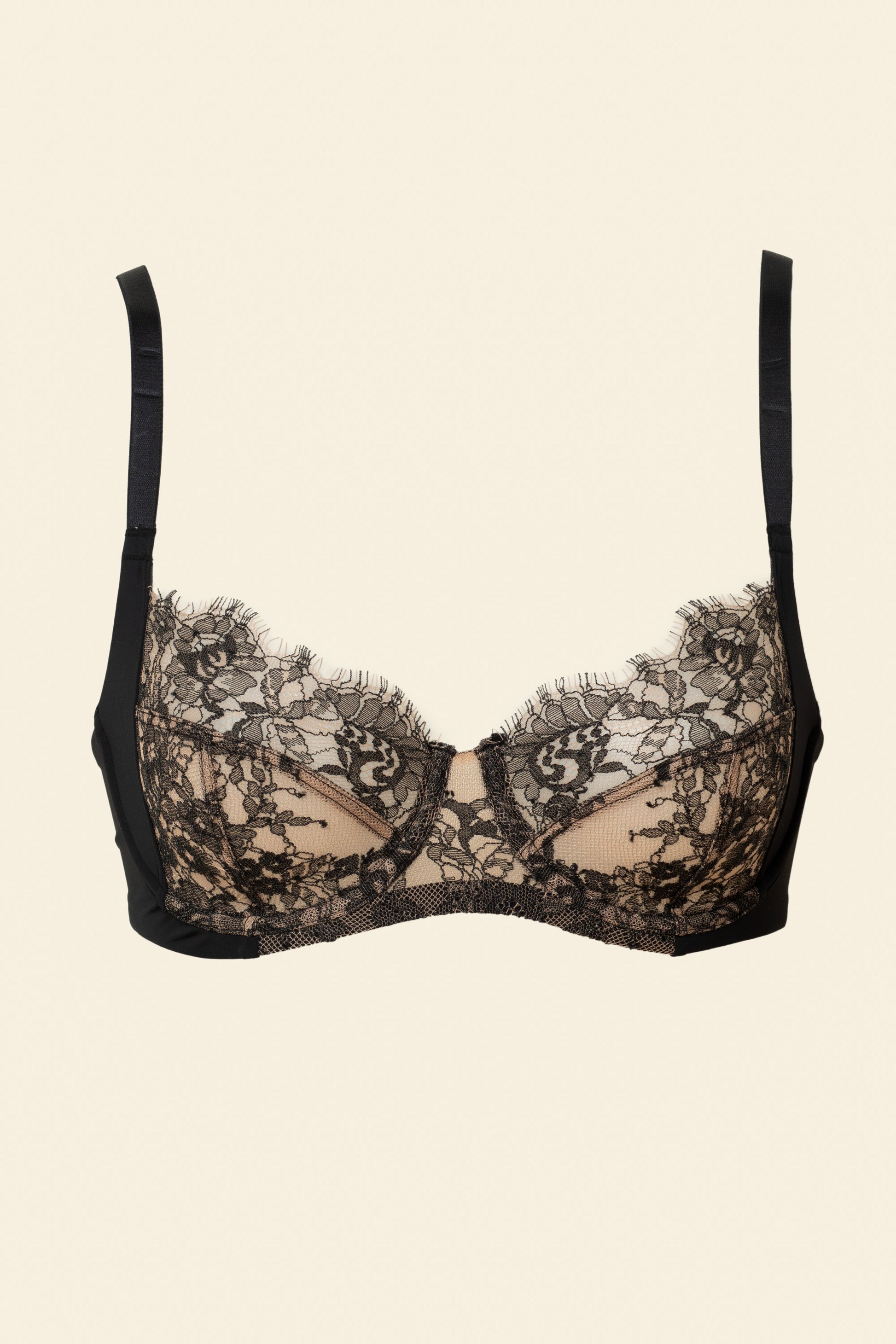 Skarlett Blue - Entice Lace Full Coverage Side Support Balconette Bra - Black/Nylon